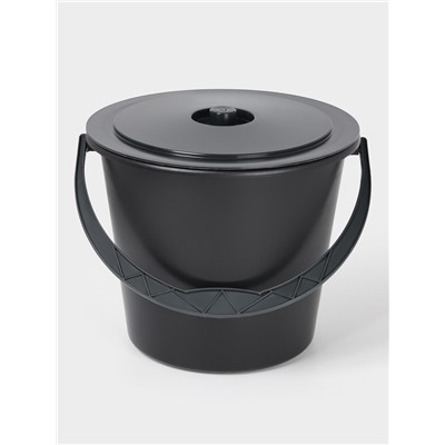 Ведро с крышкой «Дачное», 10 л, d=30 см, h=25.5 см, чёрное
