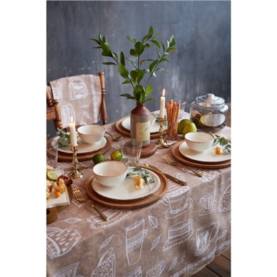 Скатерть «Доляна» Cup of tea, 110×144 см, 100% хлопок, 164 г/м²