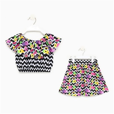 Комплект для девочки, цвет чёрный/белый, рост 104 см