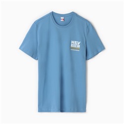 Футболка мужская, голубая, размер 48