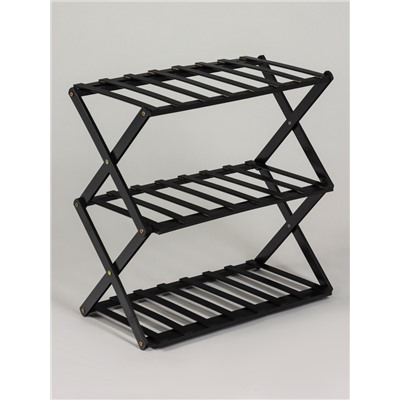 Подставка для цветов Greengo, 3 полки, 50×25×46 см, напольная, бамбук, чёрная