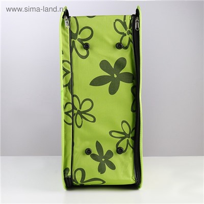 Сумка - переноска «Цветы», размер L, 53×21×29 см, каркасная, зелёная