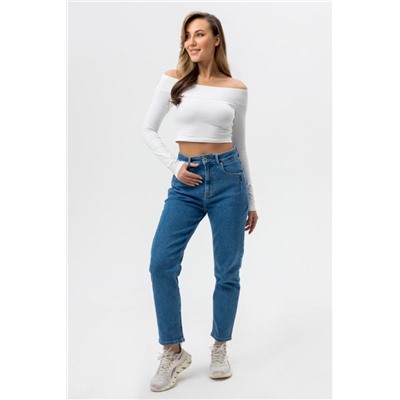 Джинсы женские Мом фит (Темно-синий)