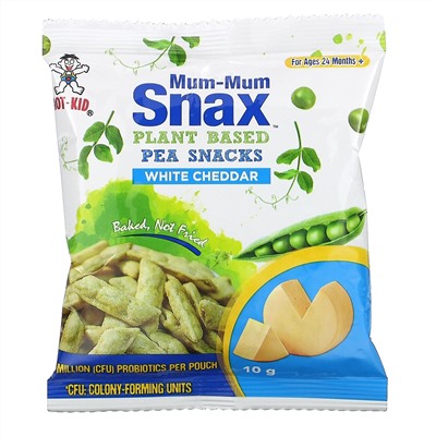 Hot Kid, Mum-Mum Snax, Baked Pea Snacks, For Ages 24 Months+, White Cheddar, 5 Pouches, 1.76 oz (50 g)