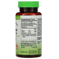 Herbs Etc., ChlorOxygen, концентрат хлорофилла, 60 быстродействующих мягких капсул