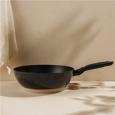 Сковорода с высоким бортом SL Home, d=28 см, h=7.5 см, антипригарное покрытие, индукция, кованый алюминий, чёрная