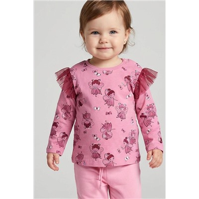 Джемпер детский трикотажный для девочек (футболка с длинными рукавами) PLAYTODAY, 1240043