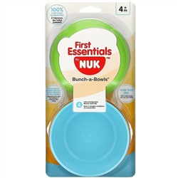 NUK, First Essentials, набор мисок с герметичными крышками, для детей от 4 месяцев, 4 миски и крышки
