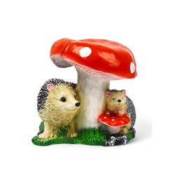 Садовая фигура из полистоуна «Гриб с двумя ежами», 30×26×30 см