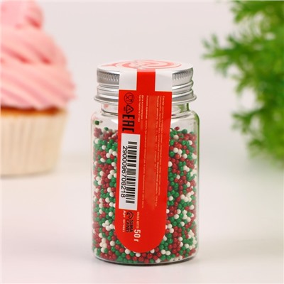 Посыпка кондитерская «Бисер новогодний микс», 2 мм, 50 г