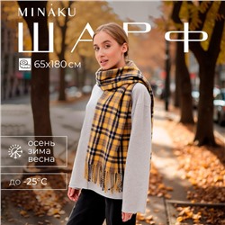 Шарф зимний с кистями MINAKU 65*180 + 8 см клетка
