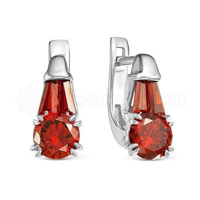 Серьги из серебра с фианитами гранат родированные 925 пробы С-3475рс204