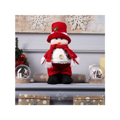 Светодиодная фигура «Снеговик» 13×30×8 см, текстиль, батарейки LR1130×3 (в комплекте), свечение тёплое белое