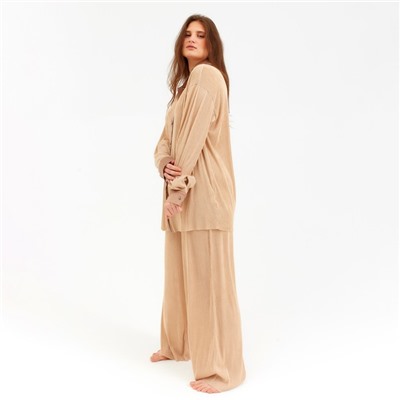 Костюм женский (рубашка, брюки) MINAKU: Casual Collection, цвет кофе, размер 54