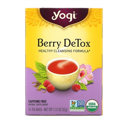 Yogi Tea, Berry DeTox, ягодный чай, без кофеина, 16 чайных пакетиков, 32 г (1,12 унции)