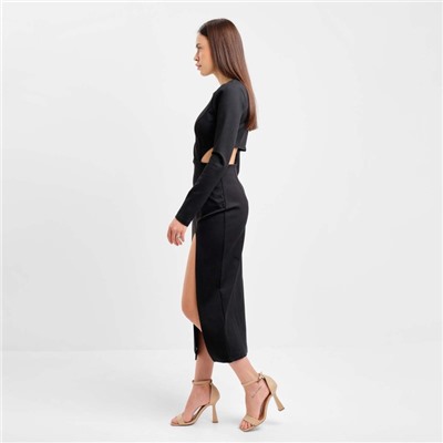 Платье с разрезами на талии миди женское MIST, размер 46, чёрное