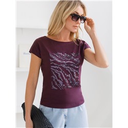 Нарядная футболка с принтом пайетками