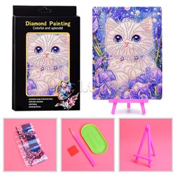 Мозаика алмазная "Белый котик" 15*20см