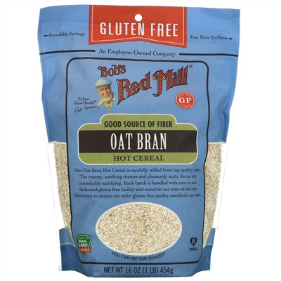 Bob's Red Mill, каша из овсяных отрубей, без глютена, 454 г (16 унций)