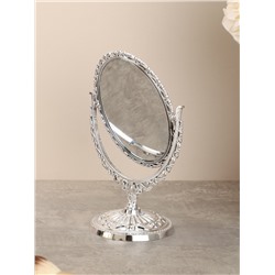 Зеркало настольное ажурное двустороннее 20 см овал / YDW-02 /уп 72/серебро