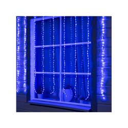 Гирлянда «Водопад» 2×1.5 м, IP44, прозрачная нить, 400 LED, свечение синее, 8 режимов, 220 В