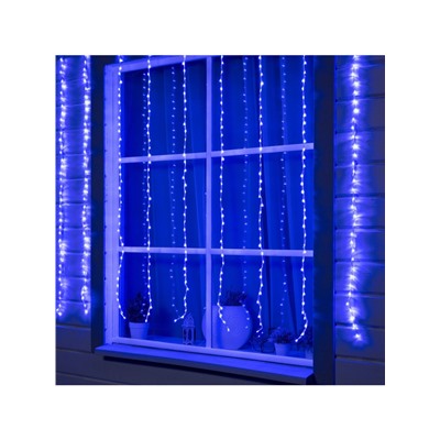 Гирлянда «Водопад» 2×1.5 м, IP44, прозрачная нить, 400 LED, свечение синее, 8 режимов, 220 В