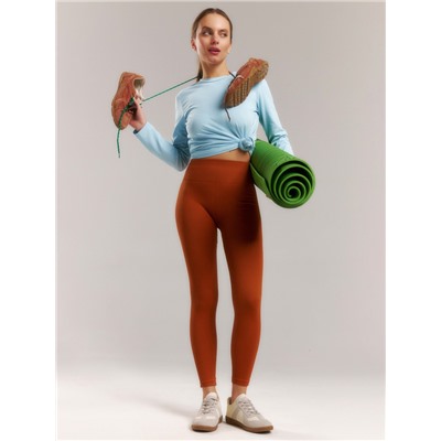 Легинсы спортивные женские MINAKU: SPORTLY, коричневые, размер 46-48