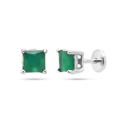 Серьги из серебра зеленый агат, Ю-25002р