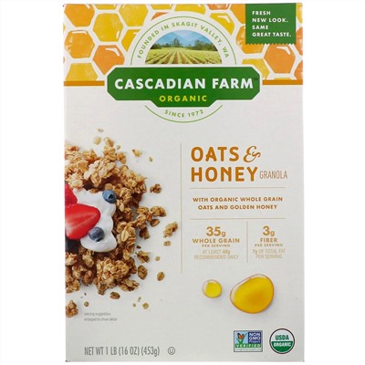 Cascadian Farm, Органическая гранола с овсянкой и медом, 453 г (16 унций)