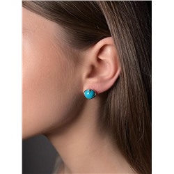 Серьги-пусеты из серебра с нат. бирюзой родированные 925 пробы С-2457рк438
