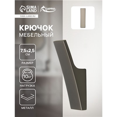 Крючок мебельный CAPPIO ASPHODEL, однорожковый, цвет графит