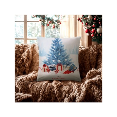 Наволочка декоративная новогодняя «Этель. Christmas» 40×40 см, бело-голубая