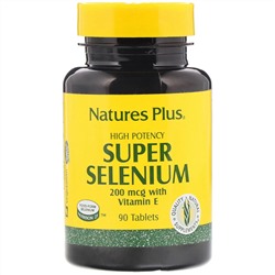 Nature's Plus, Super Selenium, высокоэффективный селен, 200 мкг, 90 таблеток