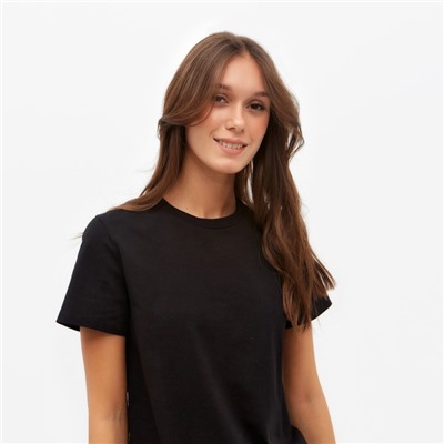 Футболка женская однотонная MINAKU: Basic line, чёрная, размер 42