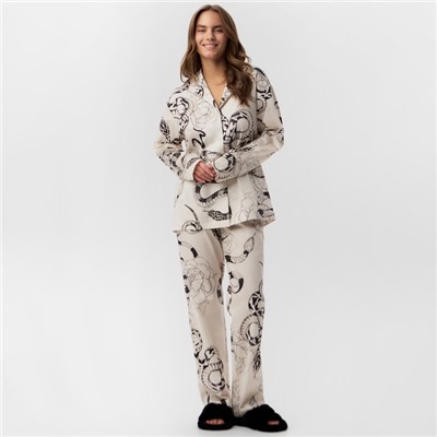 Пижама новогодняя женская KAFTAN «Змея», размер 44-46, бежевый
