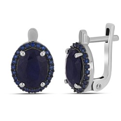 Серьги, 2 сапфир корунд овал 7х9 мм/4.41 ct , наносапфир, Джайв