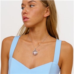 Подвеска "Дерево жизни" с натуральным камнем розовый Халцедон, 1035, арт.218.242