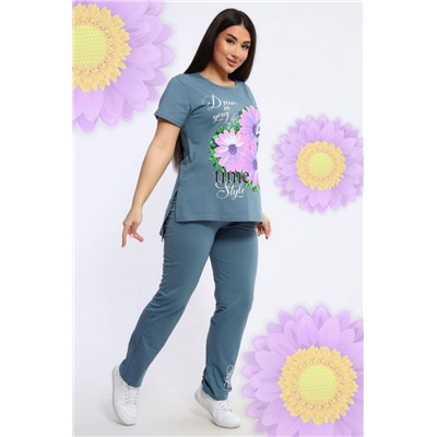 646 Костюм с брюками - Gerbera Style (Серо-голубой)