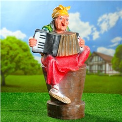 Садовая фигура из полистоуна «Баба-яга с гармонью», 80×35×55 см