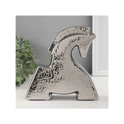 Фигурка керамика «Поклон коня», серебро, 5×20.5×20.5 см