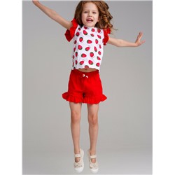 Комплект трикотажный для девочек: фуфайка (футболка), юбка-шорты