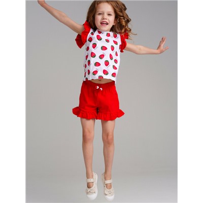 Комплект трикотажный для девочек: фуфайка (футболка), юбка-шорты