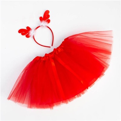 Набор для фотосессии KAFTAN «Рождественский оленёнок»: юбка и ободок, красный, рост 86-104 см