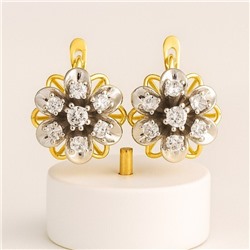 Серьги ювелирная бижутерия Итальянское золото (покрытие желтое 14к), вставка: фианиты, цвет: прозрачный, арт.313.373