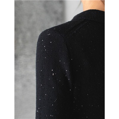 Джемпер поло с застежкой на пуговицы из хлопковой пряжи с пайетками