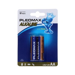 Батарейка алкалиновая Pleomax, AA, LR6-2BL, 1.5В, блистер, 2 шт.