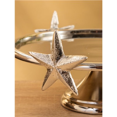 Тортовница со стеклянной крышкой «Звёзды», 21×21×23 см, алюминий