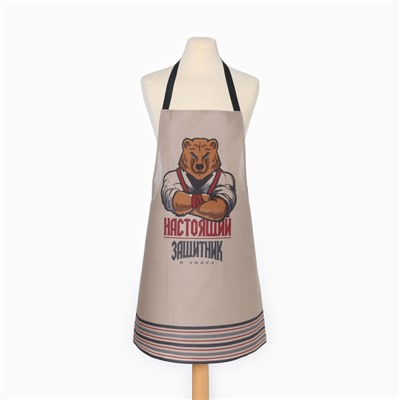 Кухонный набор «Доляна. Настоящий защитник» (3 предмета): фартук 70×60 см, прихватка 20×20 см, полотенце 35×60 см-2 шт.