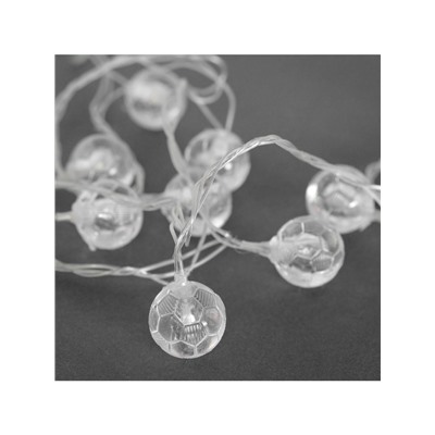 Гирлянда «Нить» 5 м с насадками «Футбольный мяч», IP20, прозрачная нить, 30 LED, свечение тёплое белое, 8 режимов, 220 В