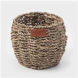 УЦЕНКА Кашпо ручного плетения из соломы, круглое, 15.5×15.5×12.5 см